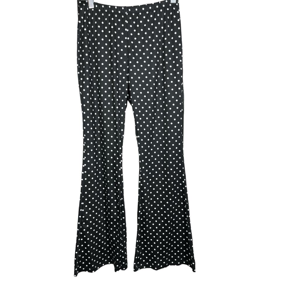 Shein Black Polka Dot Bell Bottom Wide Leg Pants PL